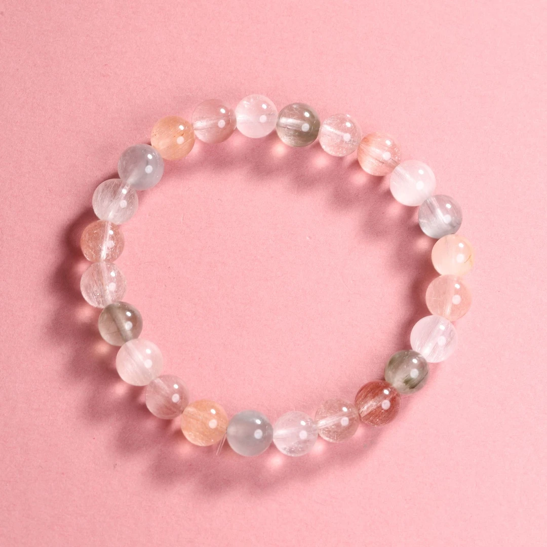 【小娟珠宝】天然彩兔毛马卡龙7.5mm手串 多样性发其一 1878-F050