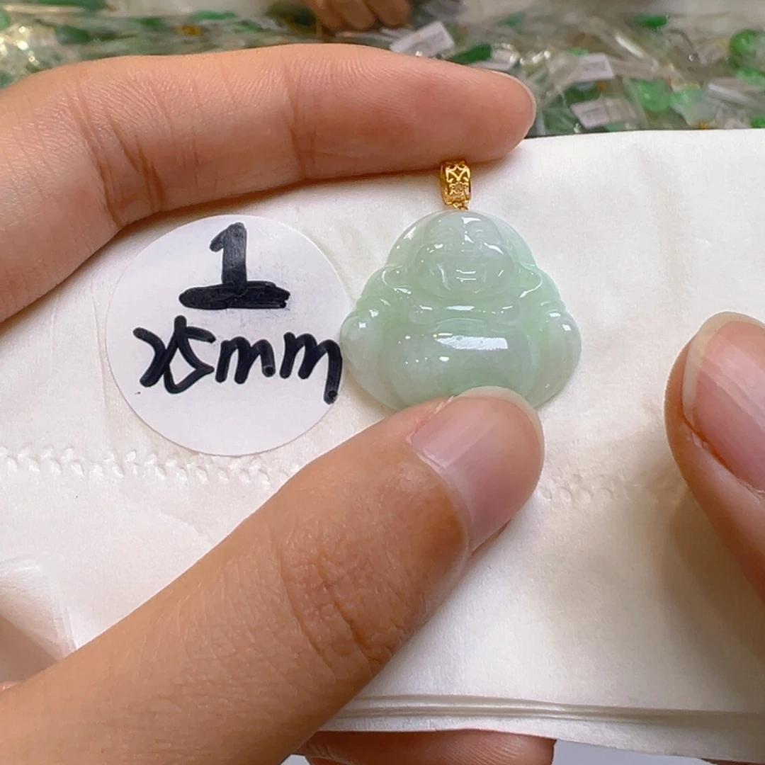 吊坠(不含链)18K金镶嵌翡翠
