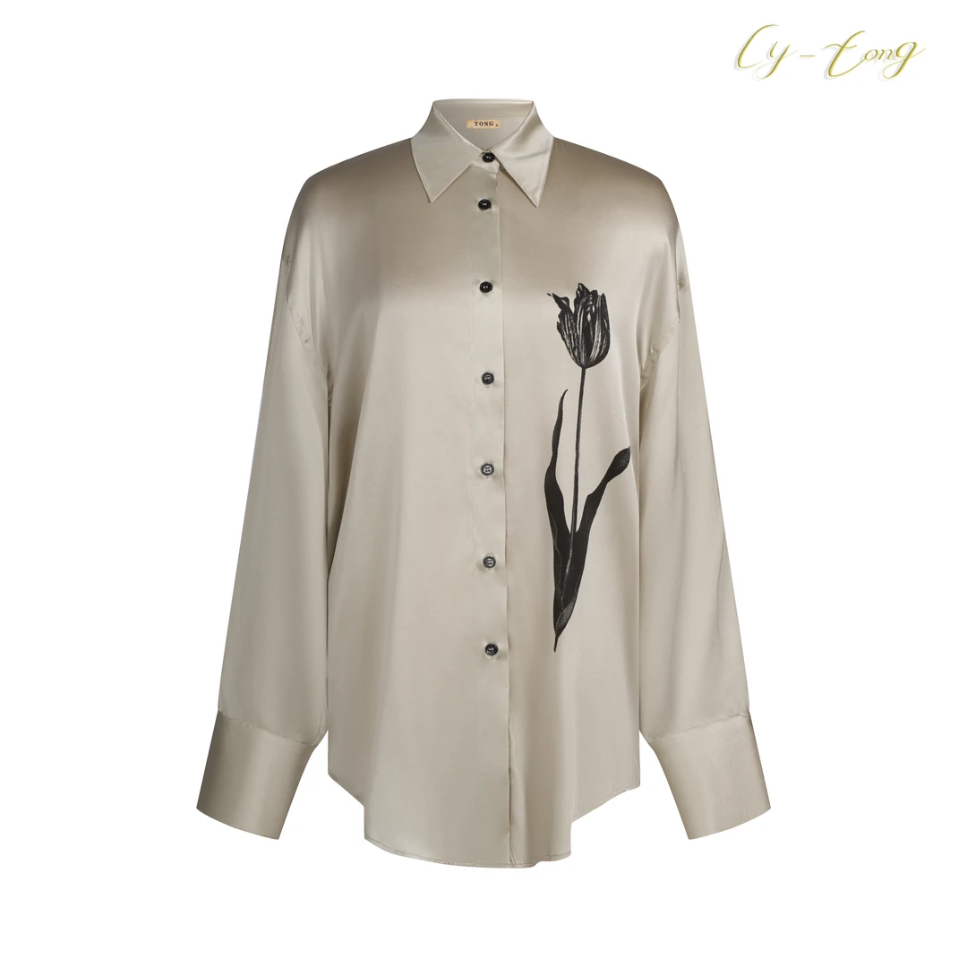 【彤姐原创】春季气质轻奢时尚百搭女装定位花「桑蚕丝」衬衫S24H034