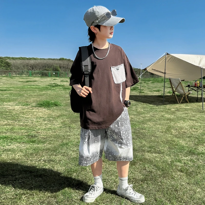 男童夏季套装2025新款夏装短袖中大儿童男孩夏款酷帅气时髦薄款潮