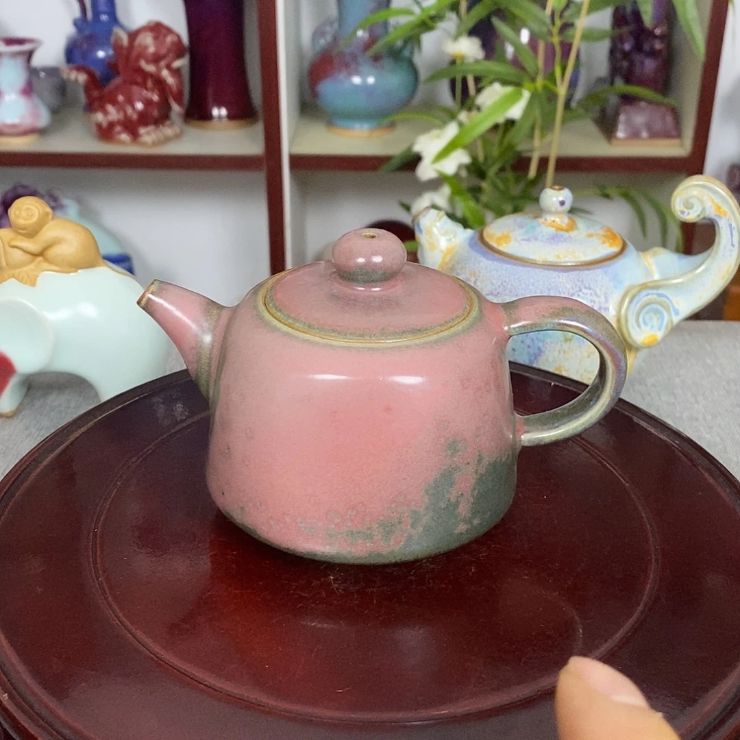 壶钧瓷茶壶省工手拉胚中原壶碳化炉钧