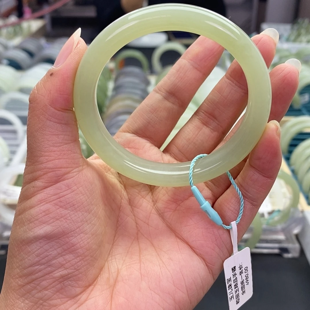 和田玉未镶嵌珠宝奇石和田玉手镯55微瑕