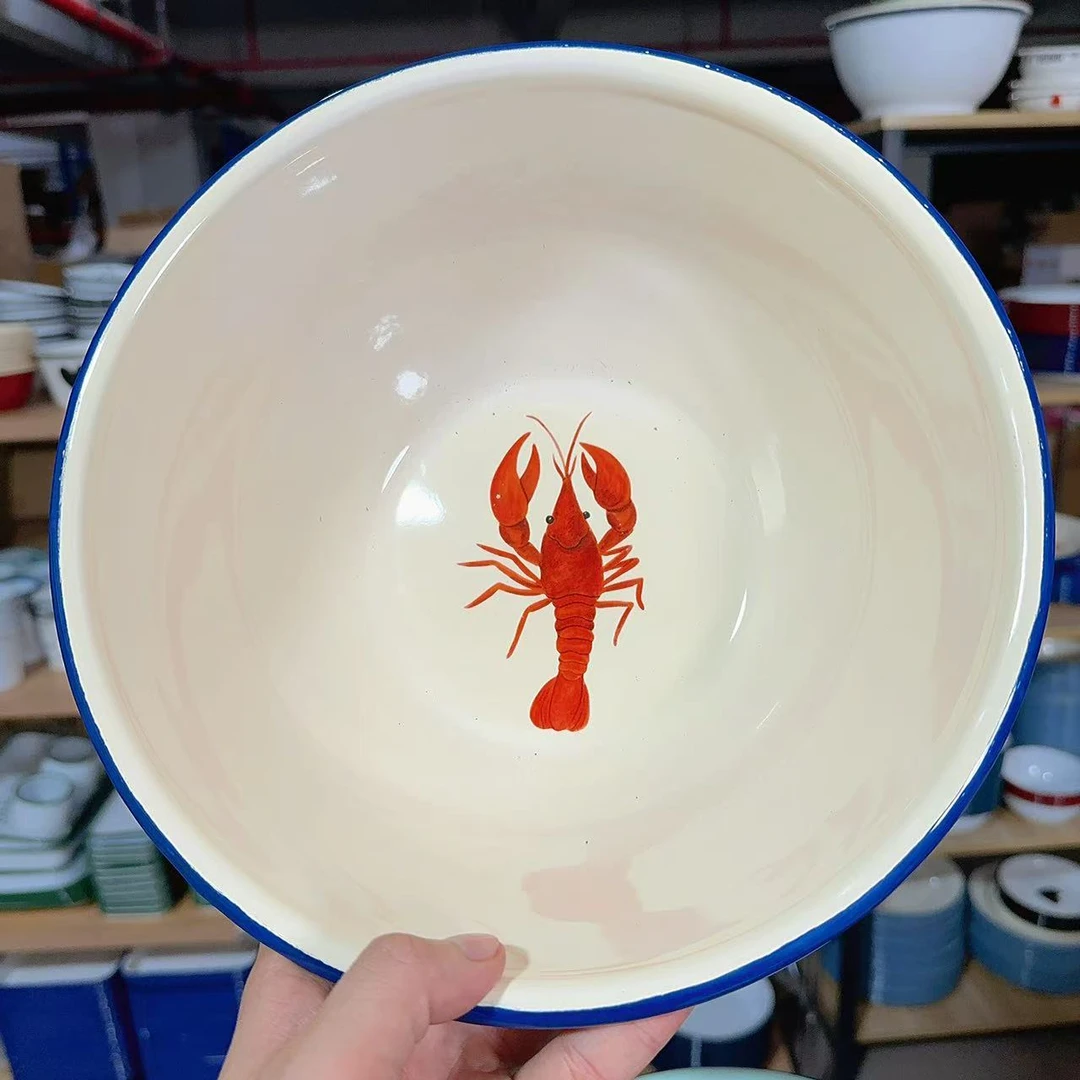 【微瑕】24cm搪瓷海鲜料理碗