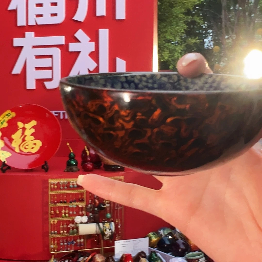 黑金千层卧足杯大漆