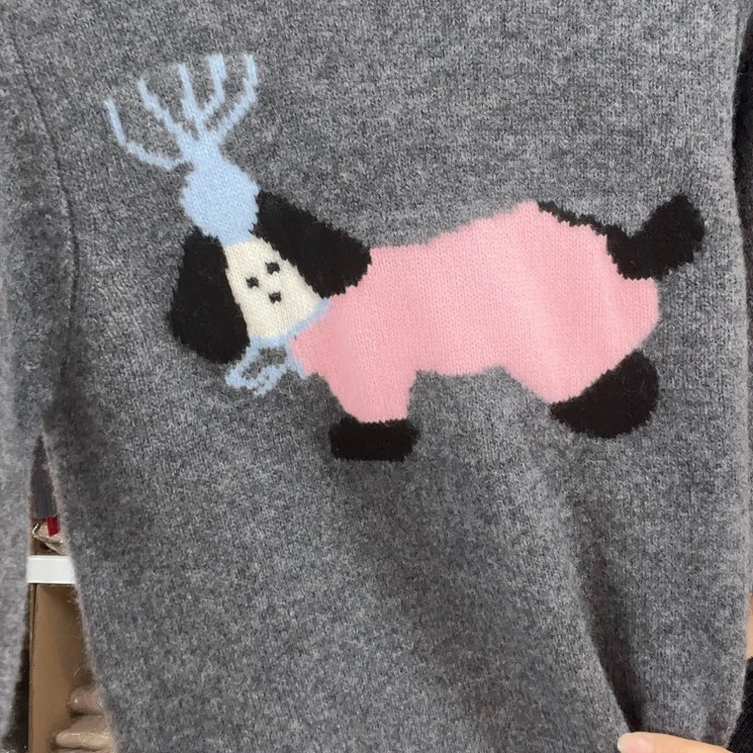 儿童羊毛衫灰色女王小狗160