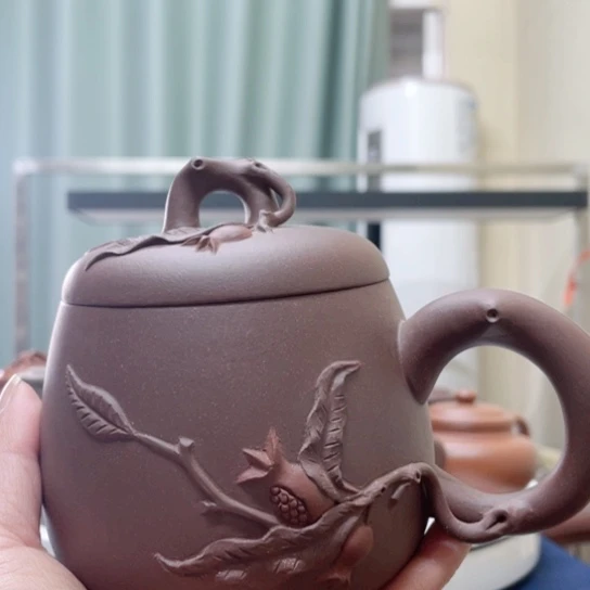 紫砂茶杯底槽清石榴杯