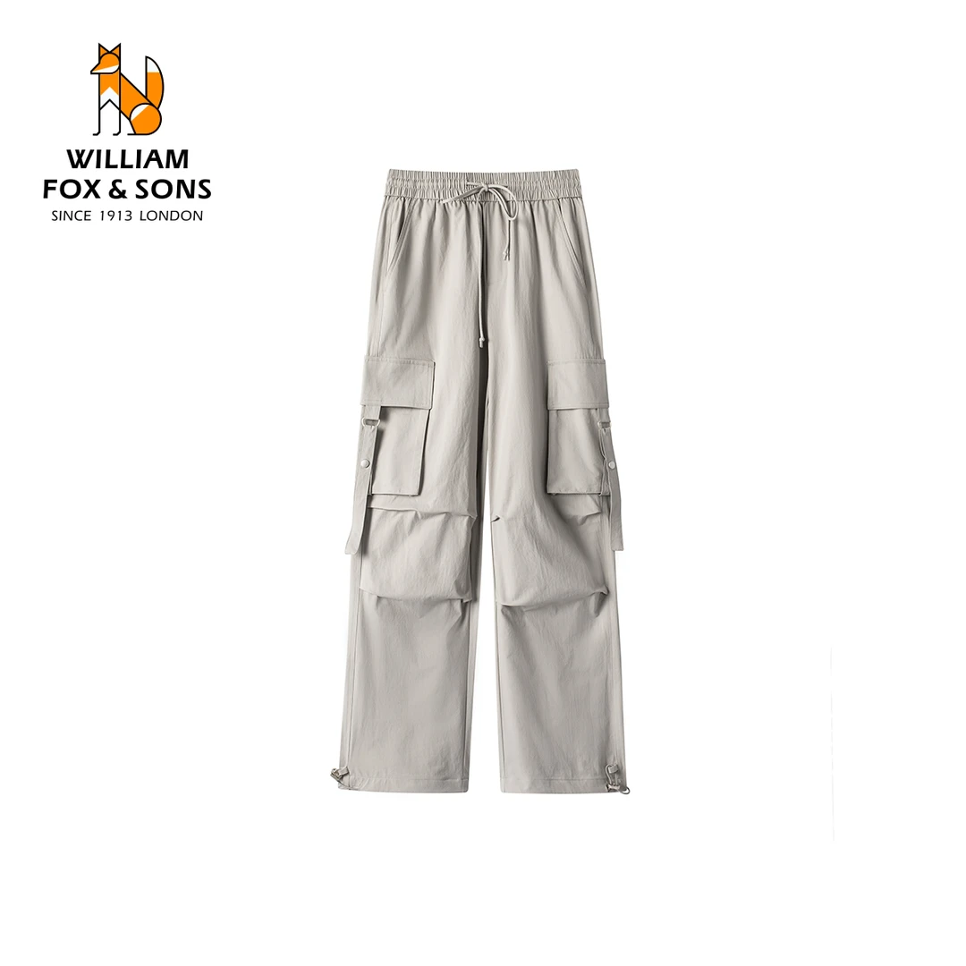 威廉福克斯2025夏季高密度挺括户外机能风立体贴袋男士伞兵休闲裤