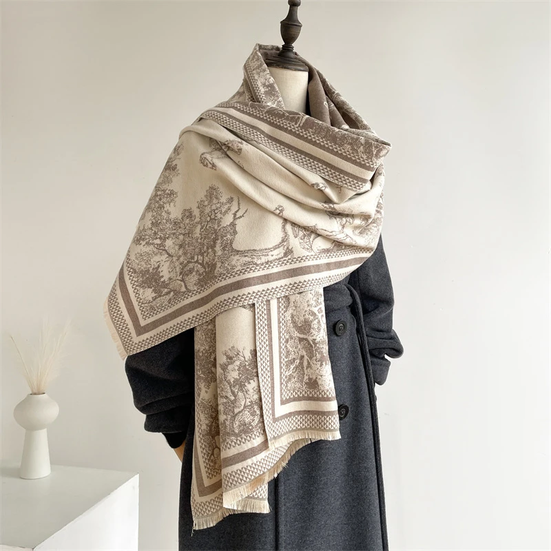 英国Cosp Kosp 文艺西域风羊绒围巾女秋冬新款高级感保暖百搭披肩