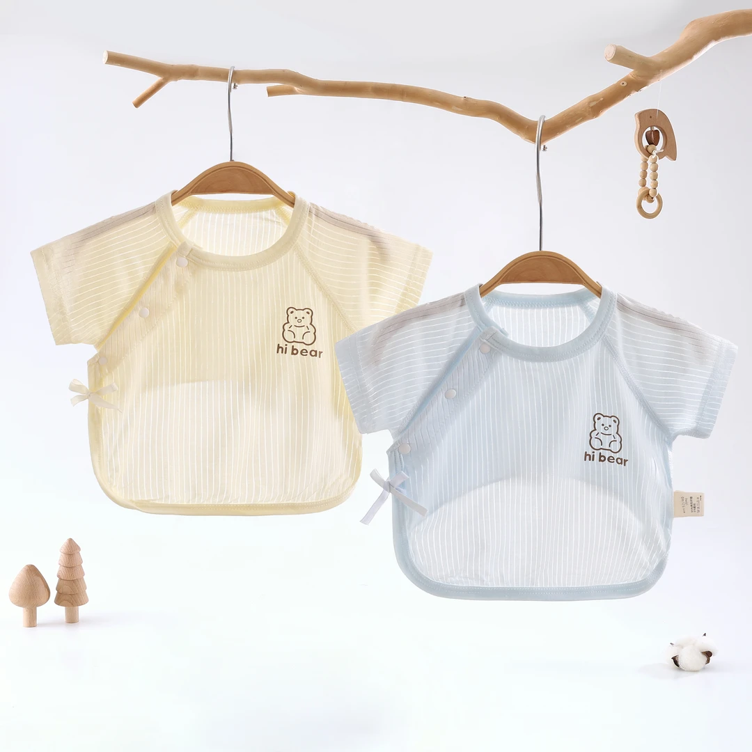 婴儿宝宝新生儿莫代尔超薄款夏季出生衣52码A类半背无骨夏季衣服