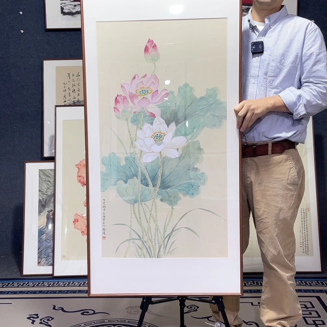 国画手绘画带框60/120