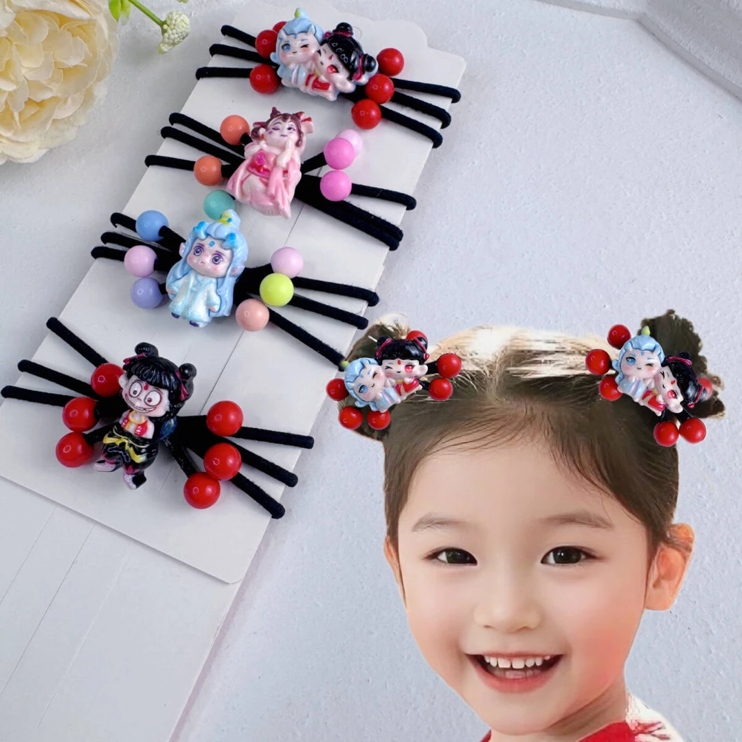 儿童哪吒敖丙头绳扎发创意发饰小学生宝宝头饰礼物