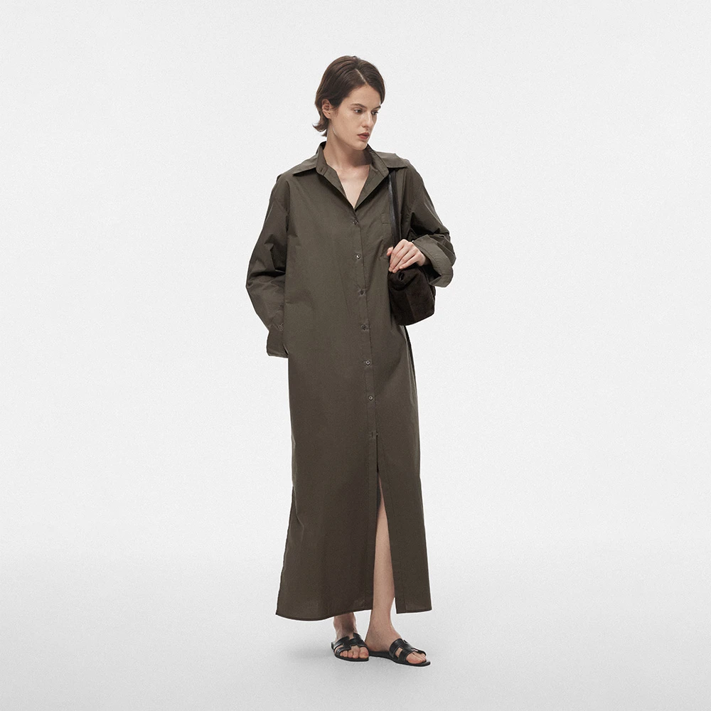 白弓BAIGONG/自然随性宽松衬衫连衣裙39067X