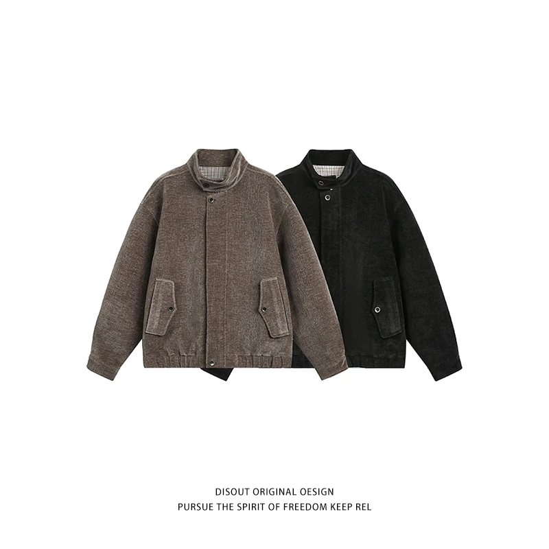 -EQME- 新款慵懒风百搭休闲潮流秋冬老钱风夹克外套