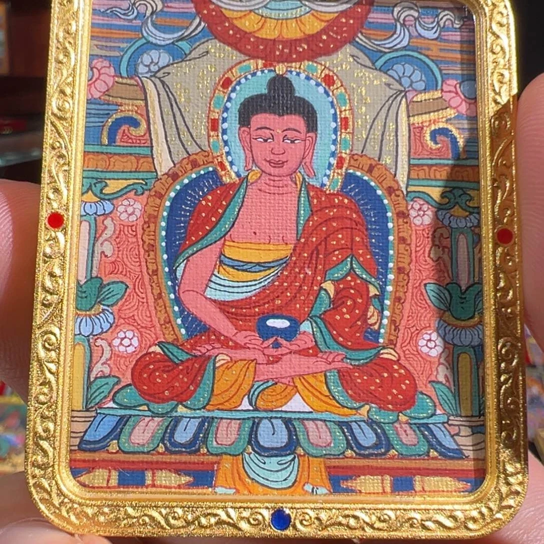 静***斋吊坠全手绘西藏唐卡阿弥陀佛