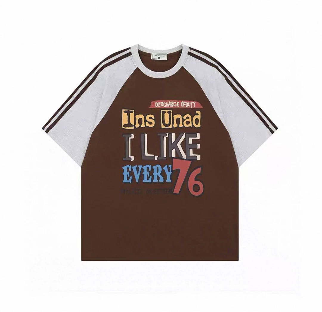 林妹妹推荐夏季日常圆领短袖字母T恤男女同款水洗宽松