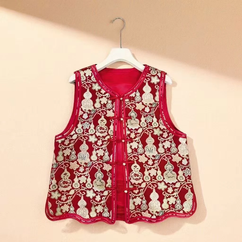 提花雪尼尔国风马甲外穿