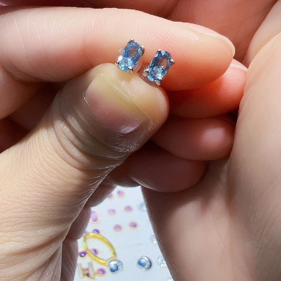 耳坠海蓝宝石银S925镶嵌