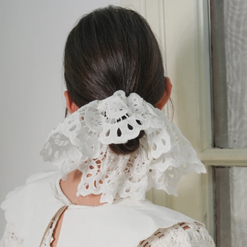 JOJOKUR镂空蕾丝花边刺绣纯棉造型发圈装饰性设计感发带发圈