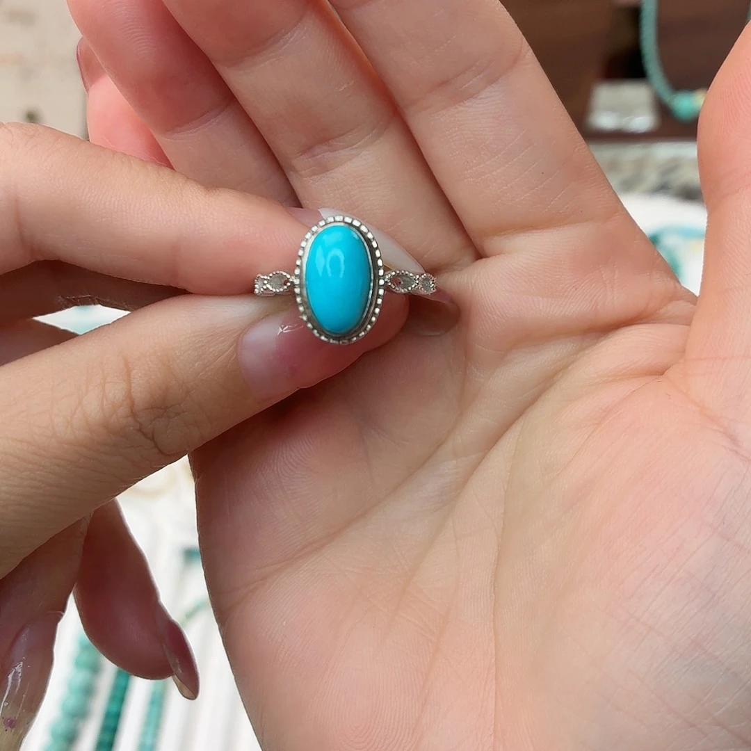 绿松石银S925镶嵌戒指