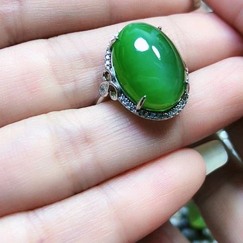 和田玉银S925镶嵌戒指