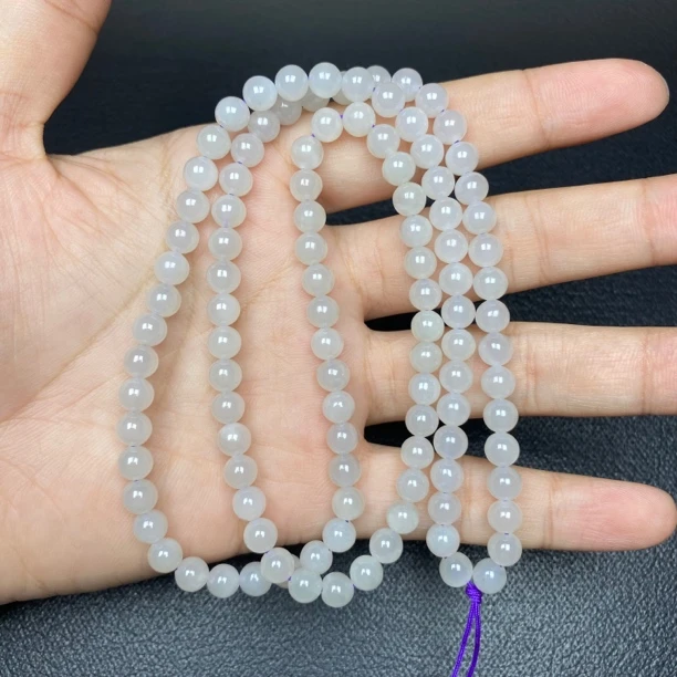 和田玉卡6mm珠链吊坠项链108颗颈饰多样性发货微色差（带证书礼盒）