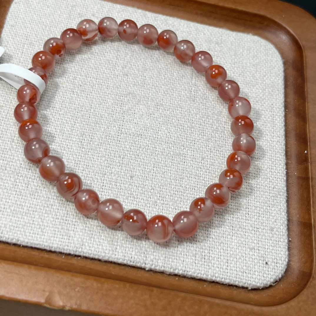 天然原矿瓦西九口南红玛瑙冰飘花圆珠手串尺寸约6毫米AC1086