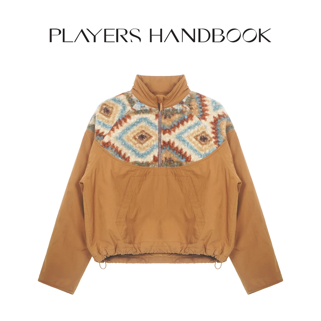 PH《黄昏美术馆》民族风羊毛尼拼接时尚休闲潮流套头棉服外套PH5089