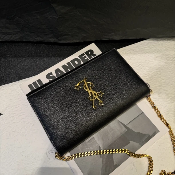 95新 YSL/圣罗兰 【小考拉】圣罗兰 黑金限定信封斜挎包