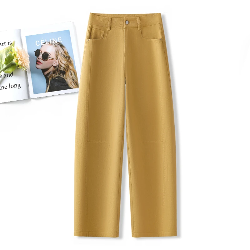高腰显瘦百搭纯棉弯刀裤2025春季新款韩版时尚洋气减龄抗皱休闲裤