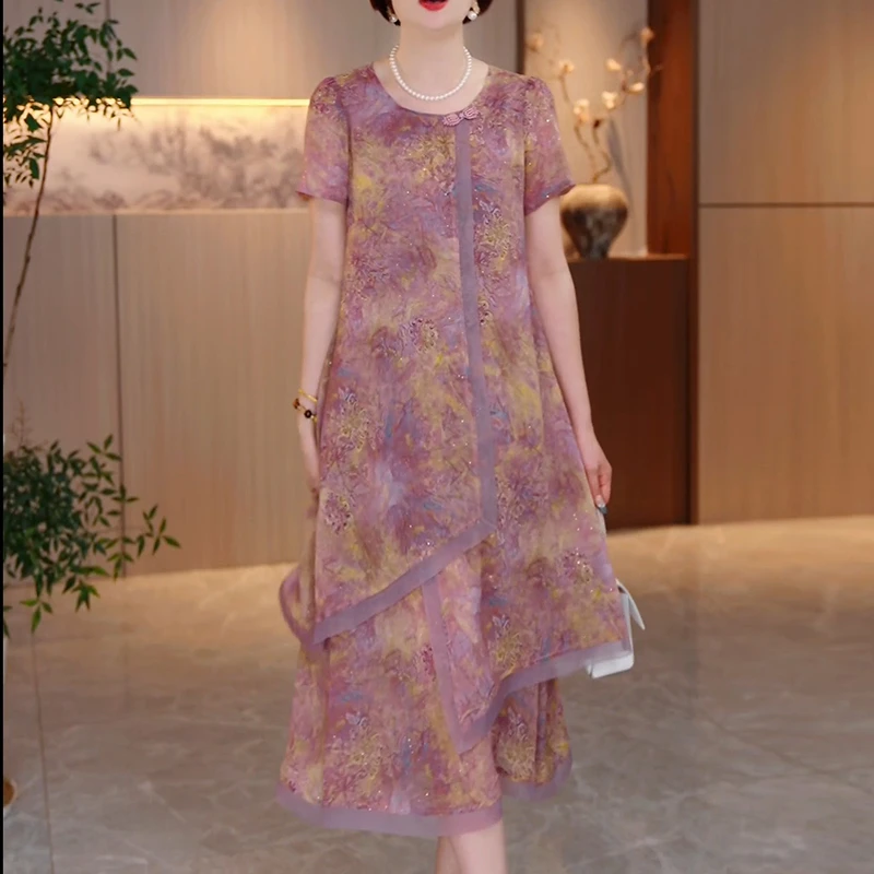 妈妈夏季连衣裙2025新款今年流行爆款高级感时尚气质减龄大码裙子