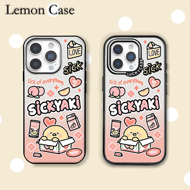 卡通手机壳硬壳适用苹果16PM软边防摔条14散热可爱13亚克力透明女