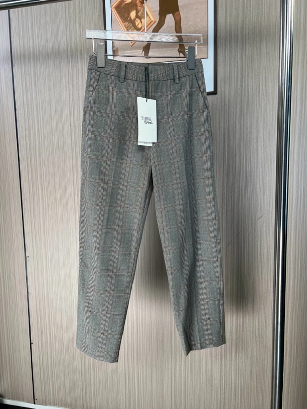 9215品牌撤柜FG女装时尚设计款格纹休闲裤