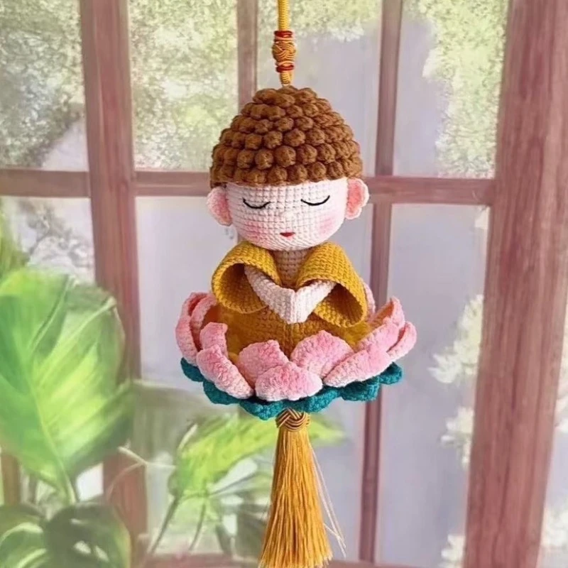（材料包）莲花佛陀车载摆件diy毛线钩针钩织编织材料手工自制挂件