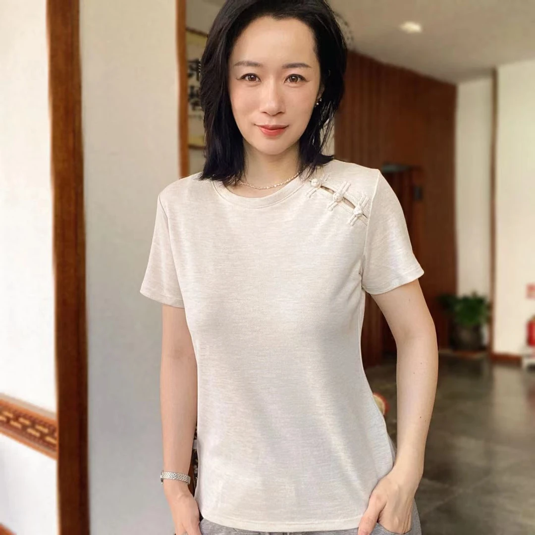 天然柞蚕丝新中式国风气质修身透气百搭女士时尚9624C910