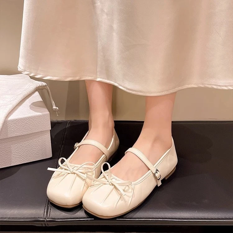 法式内增高5CM玛丽珍鞋女款2025新款春夏百搭复古防滑蝴蝶结单鞋