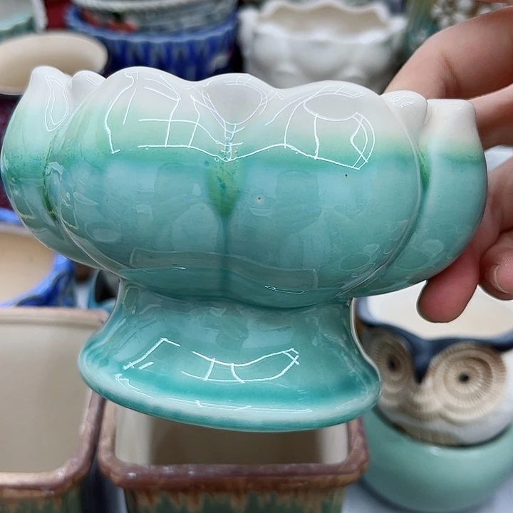 多肉绿植陶瓷花盆9.9包邮，有孔