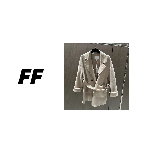 【B50302】冬季气质显瘦束腰双面呢短款大衣