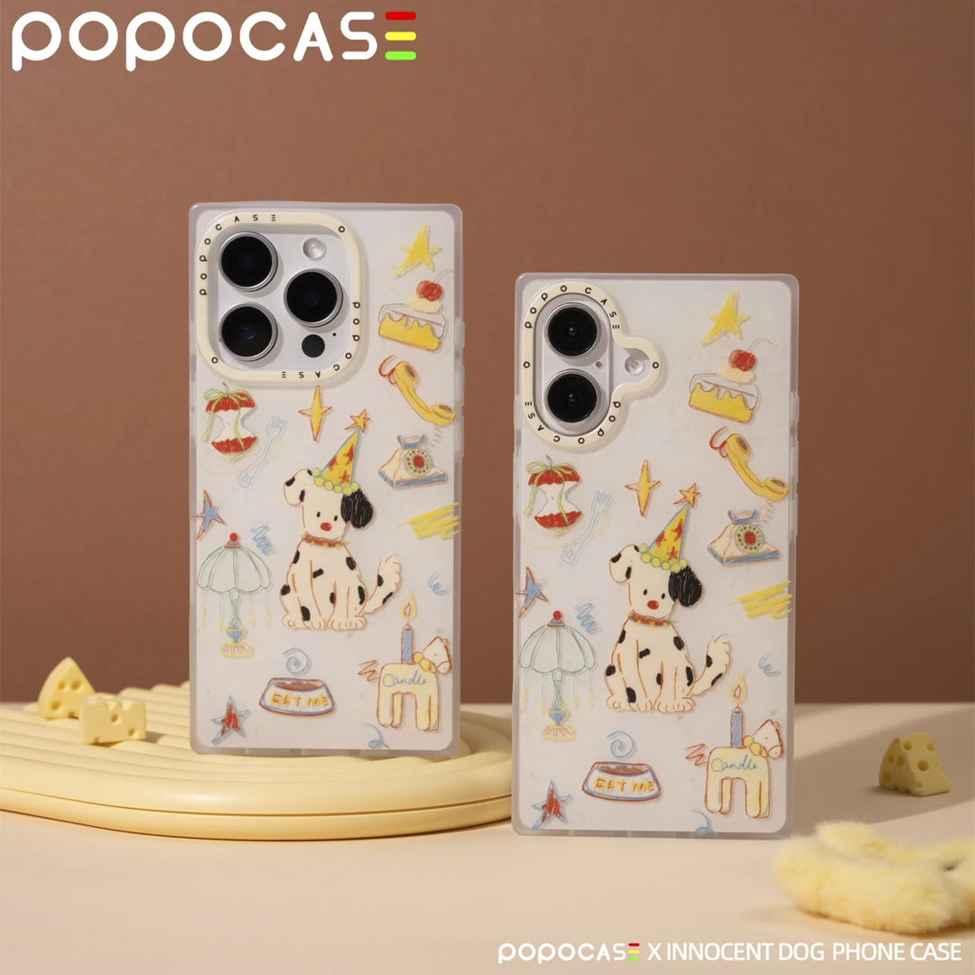 POPOCASE 童真斑点狗原创设计双层印花方形手机壳适用苹果保护套