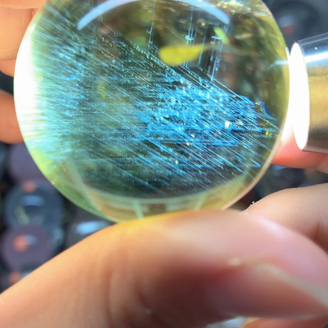 未镶嵌珠宝半成品水晶蓝针黄水晶4.33