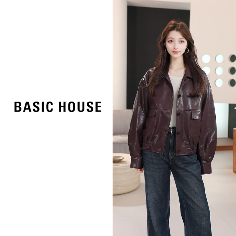 Basic House/百家好新款皮衣外套皮衣女B1295B5J732（衣长60）
