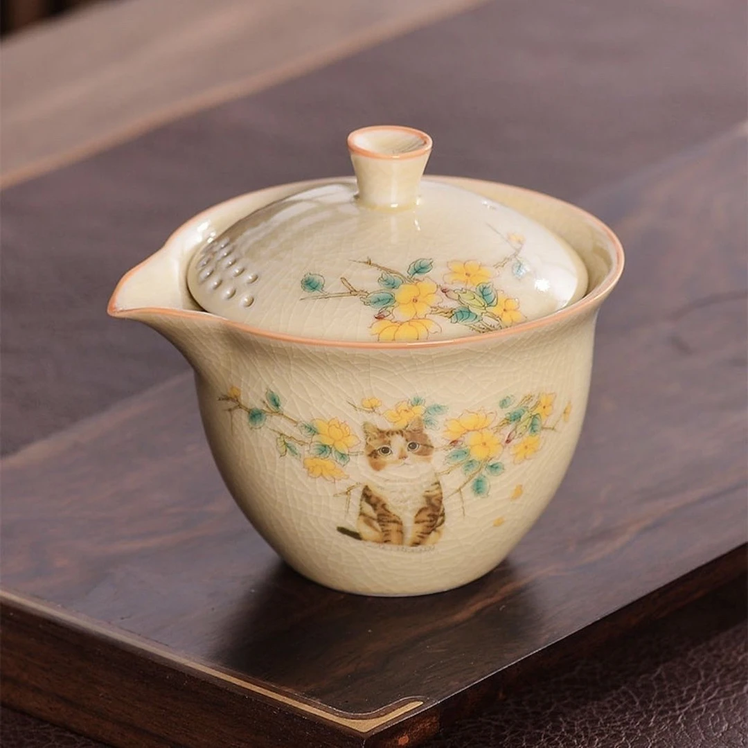 猫咪汝窑功夫茶具