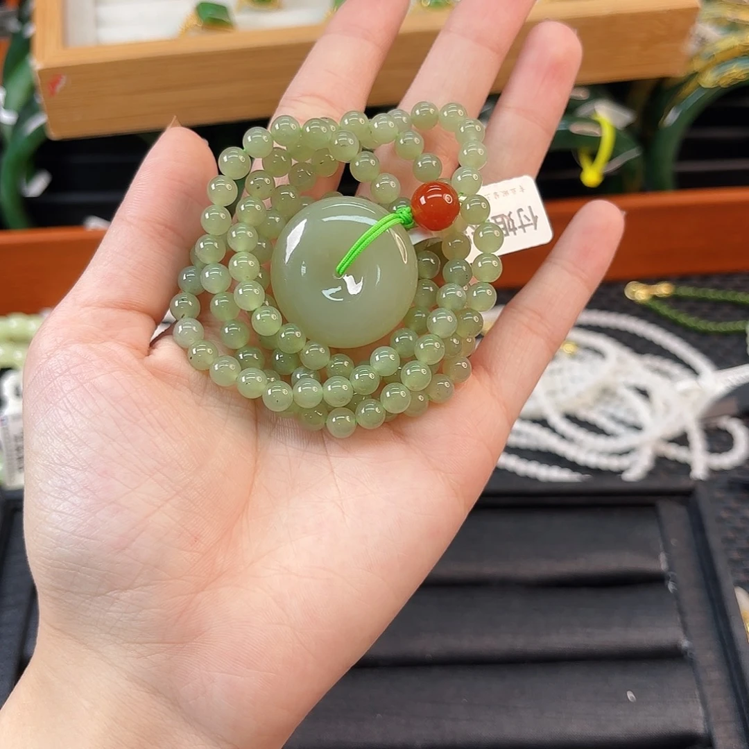 和田玉未镶嵌颈饰平安扣带链子冰晴水