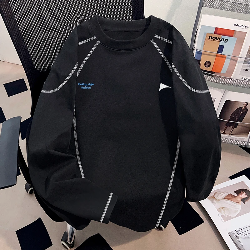 jtrt潮牌美式设计感纯棉长袖打底衫秋冬季个性字母印花情侣款上衣