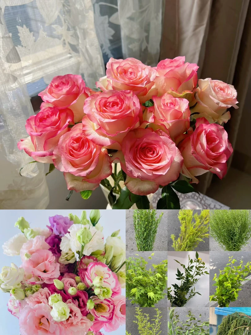 【万紫专属】艾莎10支+三色洋桔梗500g +随机配草1扎