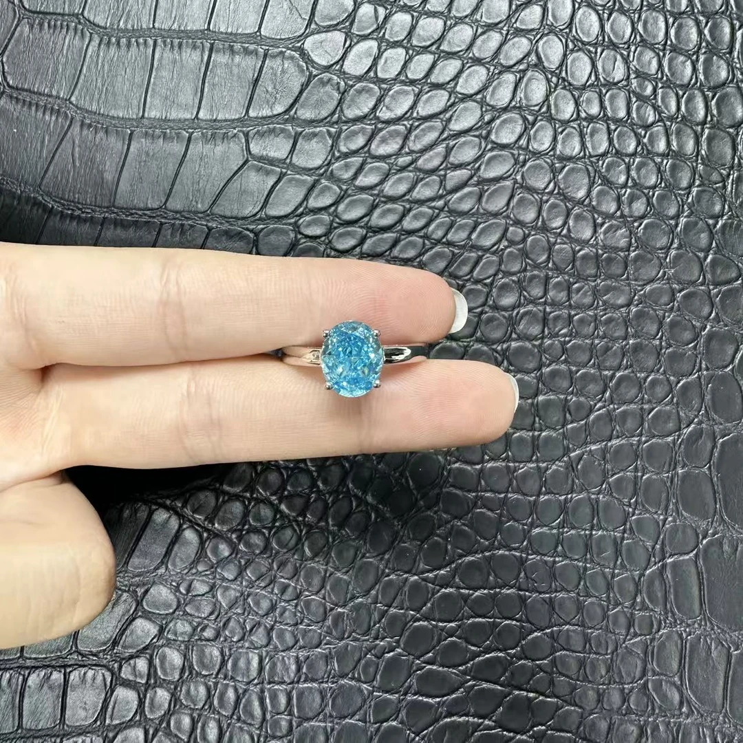 JDP1097阿鲁沙-典藏轻奢海蓝尖晶-银镀厚金戒指