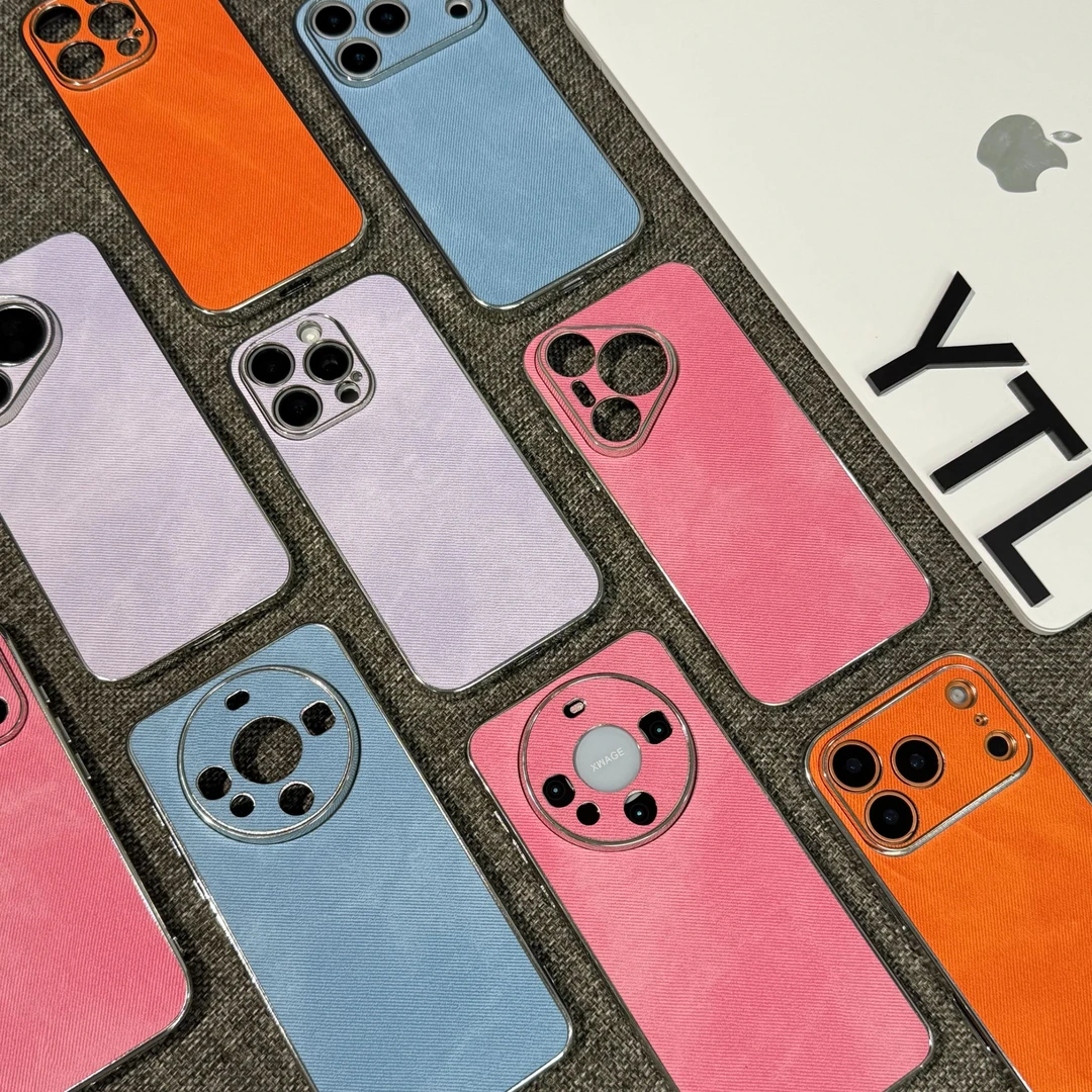 雅天立彩色简约牛仔纹适用苹果16/17pro手机壳小米15vivooppo华为