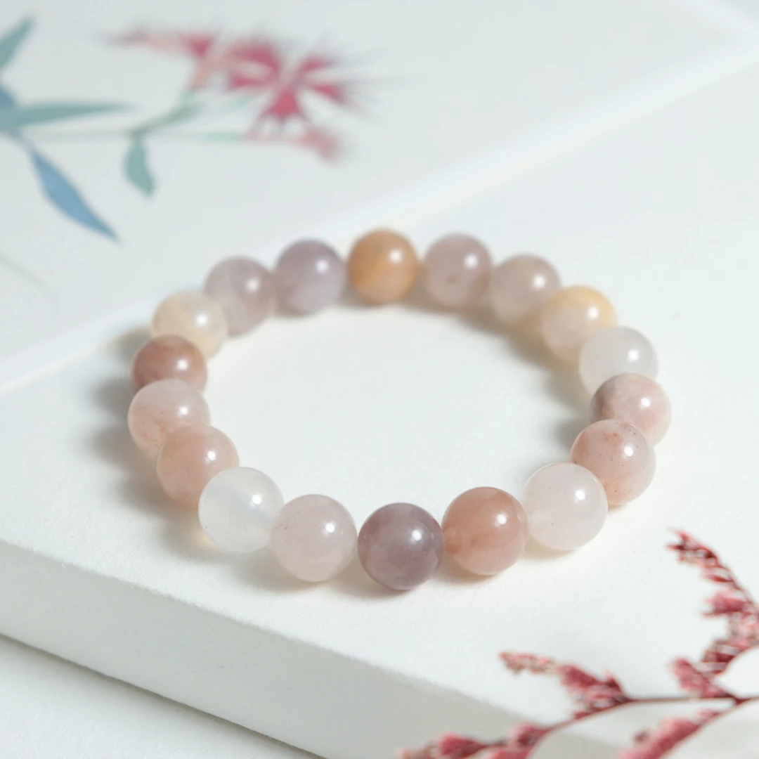 天然玉石  桃花金丝玉紫罗兰手串