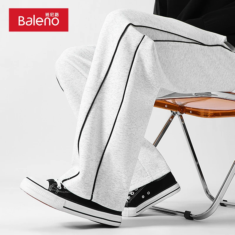 班尼路男士宽松直筒裤春秋款灰色卫裤2025新款大码运动休闲裤PCB