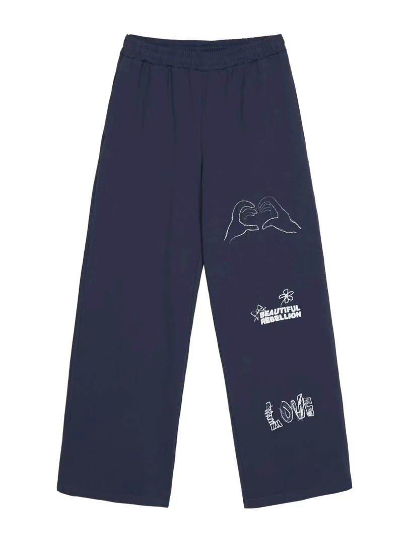 SPELL折扣款 抽绳腰love涂鸦宽松休闲裤 时尚简约