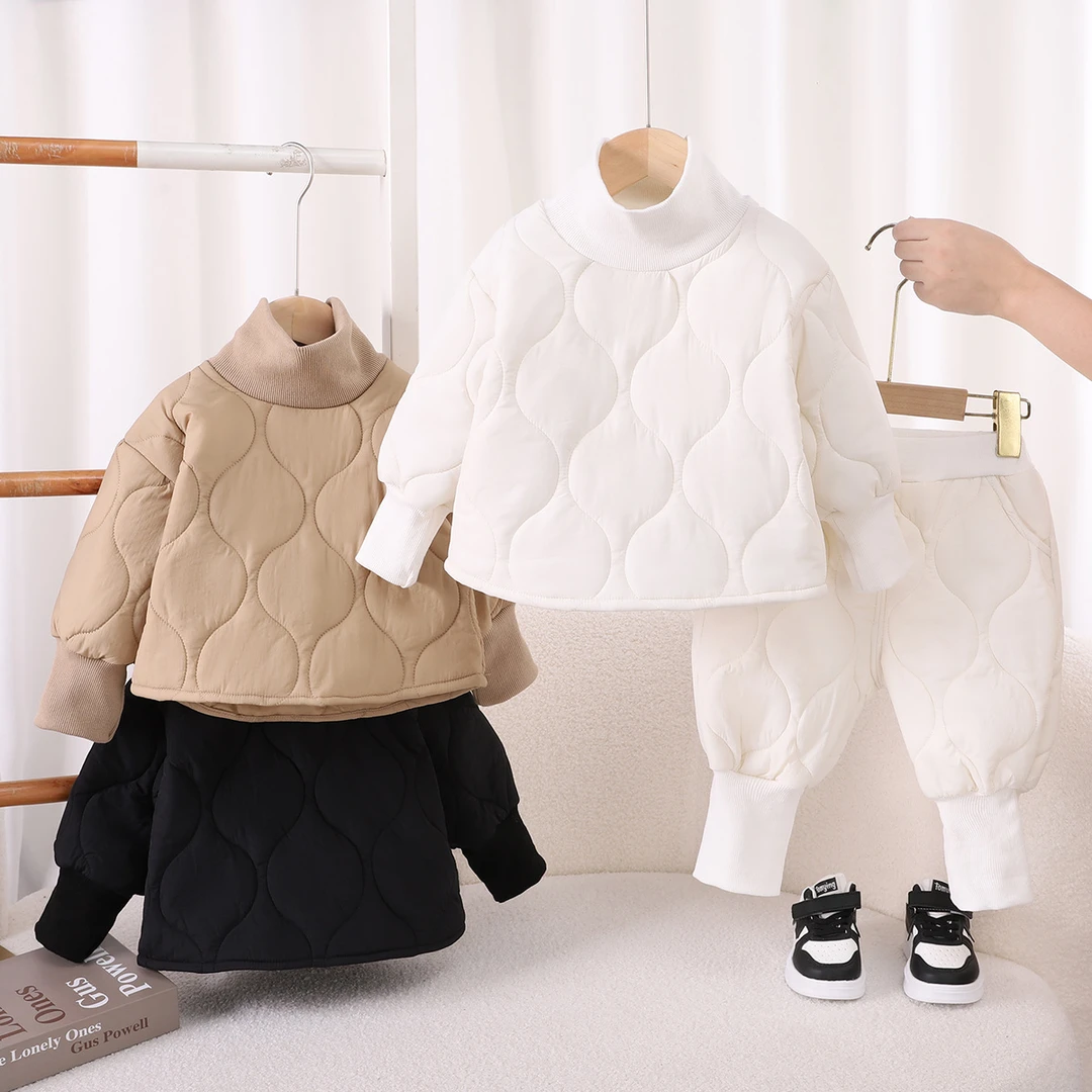 【沫沫家】儿童冬季棉衣套装洋气男女宝冬装加厚高领棉服两件套